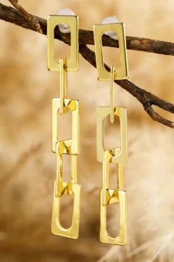 Best Dear-Lover Chain Connect Alloy Dangle Earrings Gold