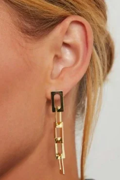 Best Dear-Lover Chain Connect Alloy Dangle Earrings Gold