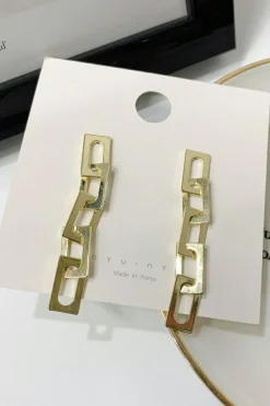 Best Dear-Lover Chain Connect Alloy Dangle Earrings Gold