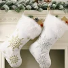Sale Dear-Lover Christmas Beaded Embroidered Snowflakes Gift Hanging Stocking Gold