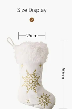 Sale Dear-Lover Christmas Beaded Embroidered Snowflakes Gift Hanging Stocking Gold