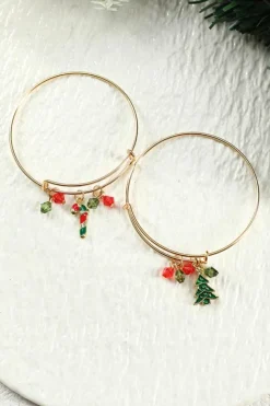 Online Dear-Lover Christmas Candy Cane Beading Pendant Bracelet Gold