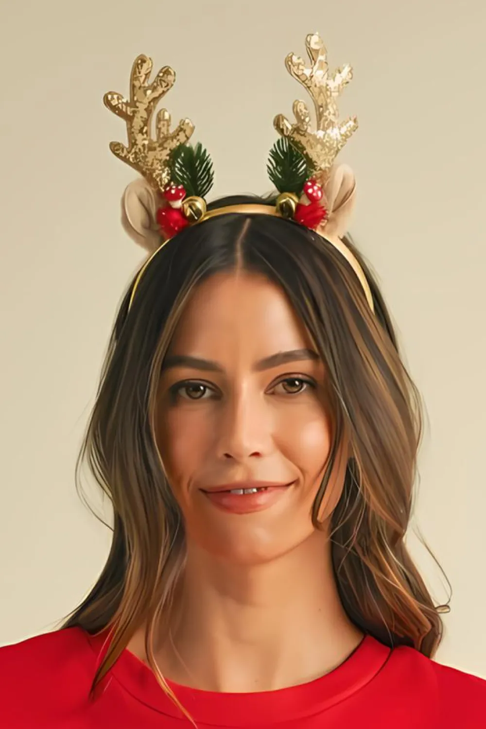 Clearance Dear-Lover Christmas Reindeer Sequined Bell Headband Gold