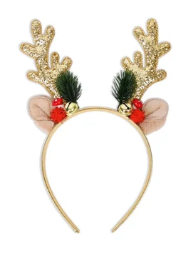 Clearance Dear-Lover Christmas Reindeer Sequined Bell Headband Gold