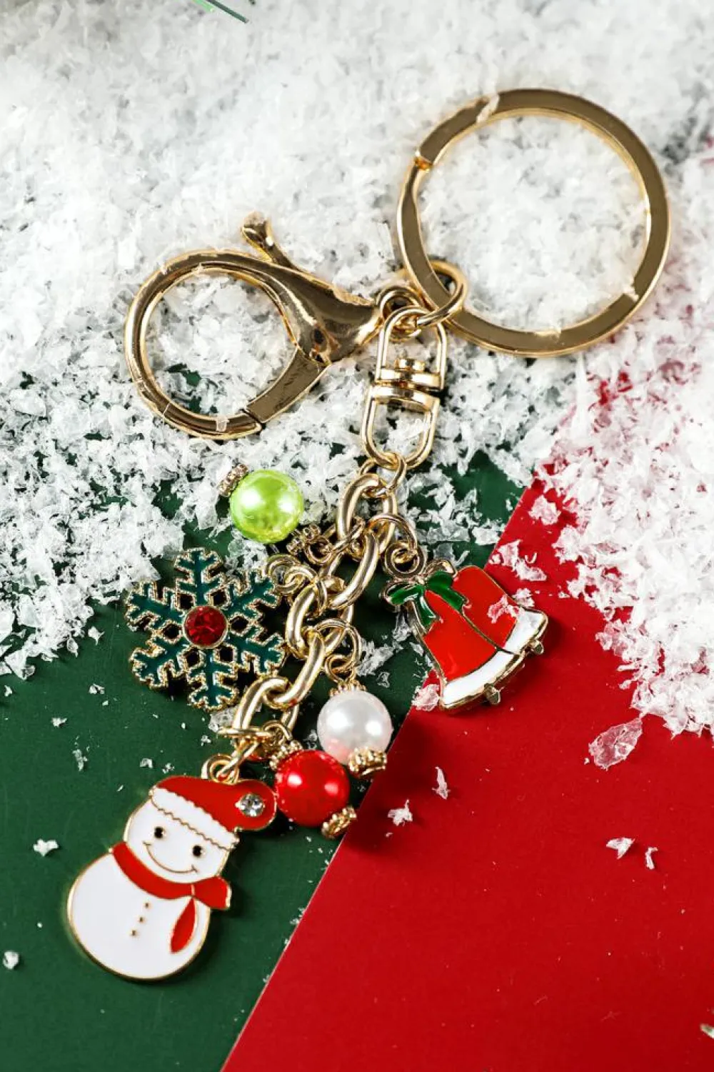 Clearance Dear-Lover Christmas Santa Claus & Snowflake Charm Keychain Gold
