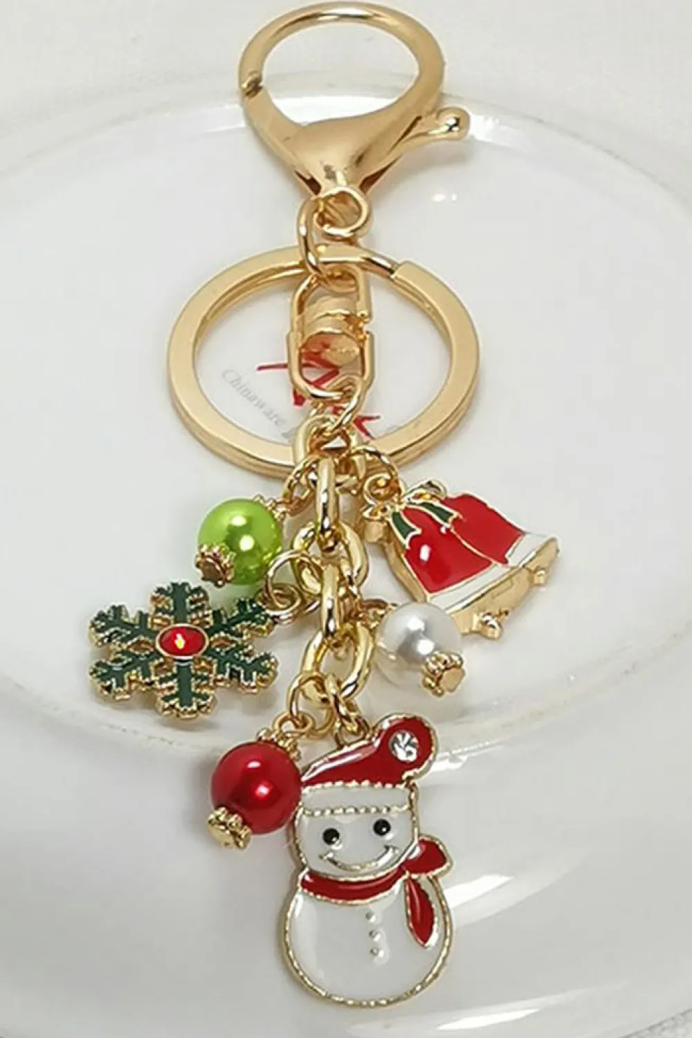 Clearance Dear-Lover Christmas Santa Claus & Snowflake Charm Keychain Gold