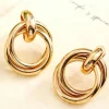 Sale Dear-Lover Circles Plated Alloy Stud Earrings Gold