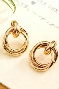 Sale Dear-Lover Circles Plated Alloy Stud Earrings Gold