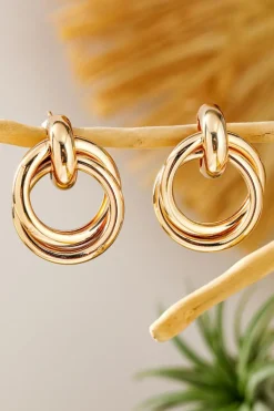 Sale Dear-Lover Circles Plated Alloy Stud Earrings Gold