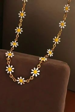 Fashion Dear-Lover Daisy Adjustable Chain Choker Necklace Gold