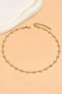 Fashion Dear-Lover Daisy Adjustable Chain Choker Necklace Gold