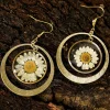New Dear-Lover Daisy Disc Dangle Hook Earrings Gold