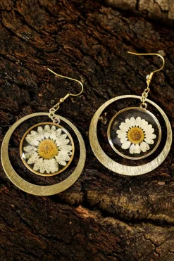 New Dear-Lover Daisy Disc Dangle Hook Earrings Gold