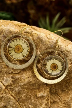 New Dear-Lover Daisy Disc Dangle Hook Earrings Gold
