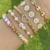Clearance Dear-Lover Daisy Heart Pearl Beaded Multi Layer Bracelet Gold