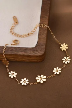 Best Dear-Lover Daisy Plated Alloy Adjustable Bracelet Gold