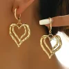Outlet Dear-Lover Double Heart Shape Plated Alloy Dangle Earrings Gold