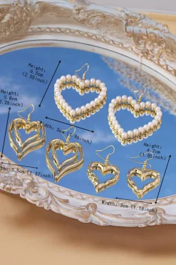 Outlet Dear-Lover Double Heart Shape Plated Alloy Dangle Earrings Gold