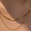 Discount Dear-Lover Double Layer Clavicle Snake Chain Necklace Gold