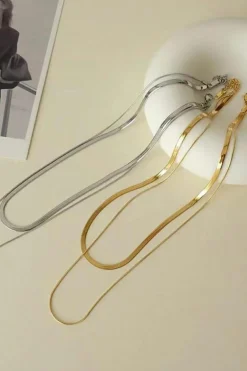 Discount Dear-Lover Double Layer Clavicle Snake Chain Necklace Gold