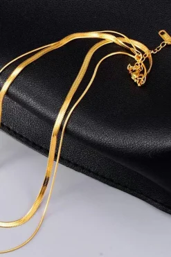 Discount Dear-Lover Double Layer Clavicle Snake Chain Necklace Gold