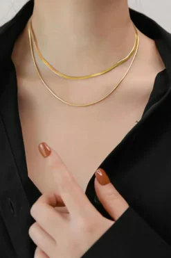 Discount Dear-Lover Double Layer Clavicle Snake Chain Necklace Gold