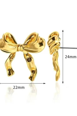 New Dear-Lover Elegant Bow Design Plated Studded Earrings Gold