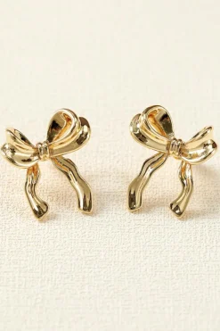 New Dear-Lover Elegant Bow Design Plated Studded Earrings Gold