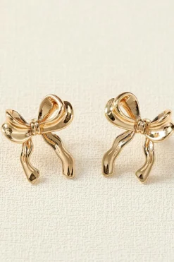 New Dear-Lover Elegant Bow Design Plated Studded Earrings Gold
