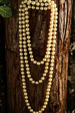 Fashion Dear-Lover Faux Pearl Beaded Layered Necklace Gold