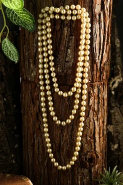 Fashion Dear-Lover Faux Pearl Beaded Layered Necklace Gold