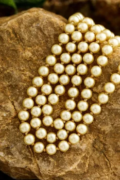 Fashion Dear-Lover Faux Pearl Beaded Layered Necklace Gold