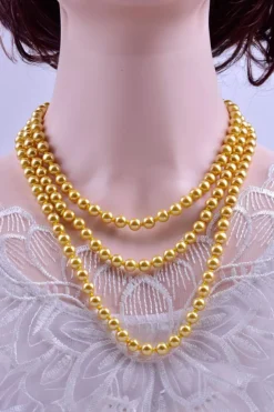 Fashion Dear-Lover Faux Pearl Beaded Layered Necklace Gold