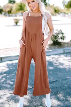 Best Dear-Lover Textured Buttoned Straps Ruched Wide Leg Jumpsuit Gold Flame