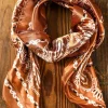 Best Dear-Lover Vintage Fashion Satin Paisley Flower Prints Square Scarf Gold Flame