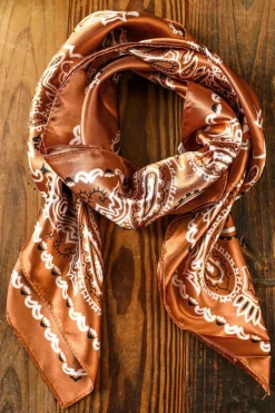 Best Dear-Lover Vintage Fashion Satin Paisley Flower Prints Square Scarf Gold Flame
