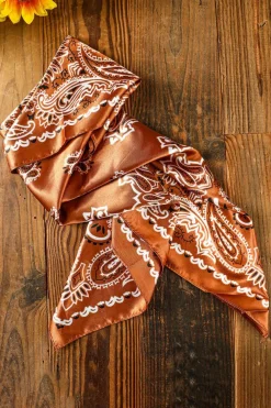 Best Dear-Lover Vintage Fashion Satin Paisley Flower Prints Square Scarf Gold Flame