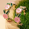 Discount Dear-Lover Flower Pattern C-shape Plated Alloy Earrings Gold