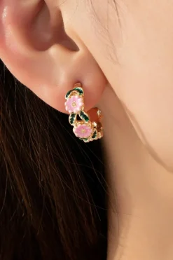Discount Dear-Lover Flower Pattern C-shape Plated Alloy Earrings Gold