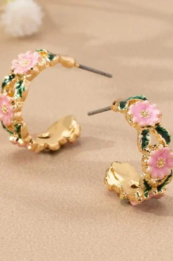 Discount Dear-Lover Flower Pattern C-shape Plated Alloy Earrings Gold