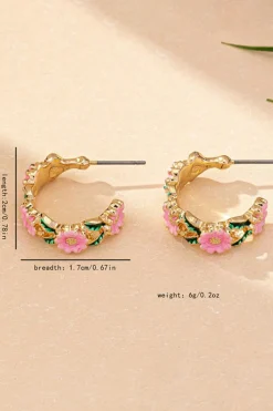 Discount Dear-Lover Flower Pattern C-shape Plated Alloy Earrings Gold
