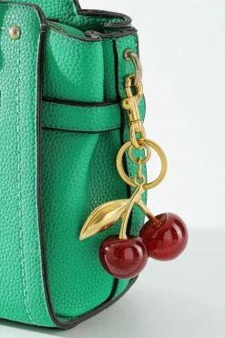 Best Dear-Lover Glitter Cherry Shape Plated Alloy Keychain Gold