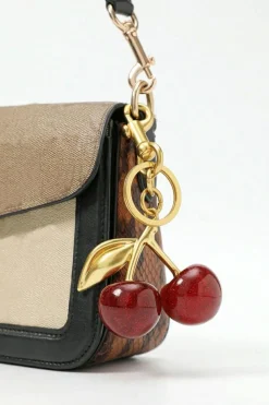 Best Dear-Lover Glitter Cherry Shape Plated Alloy Keychain Gold