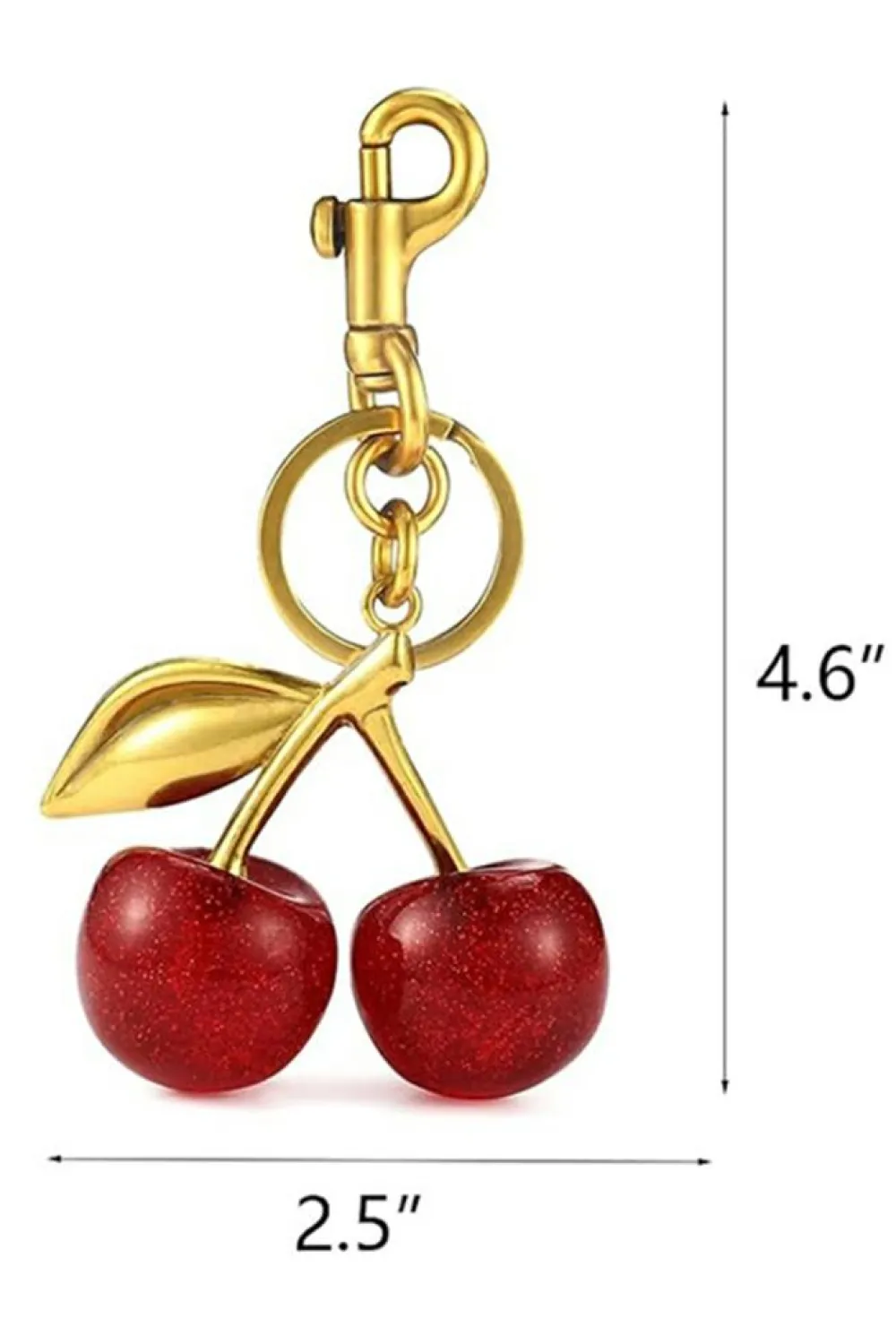 Best Dear-Lover Glitter Cherry Shape Plated Alloy Keychain Gold