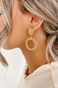 Clearance Dear-Lover Glittering Circle Dangle Earrings Gold