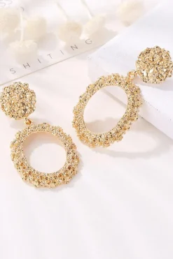 Clearance Dear-Lover Glittering Circle Dangle Earrings Gold