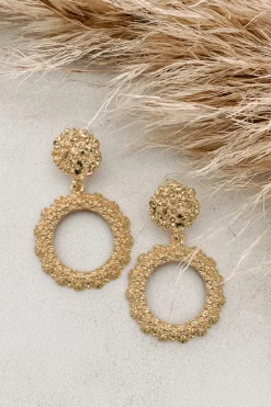 Clearance Dear-Lover Glittering Circle Dangle Earrings Gold
