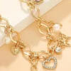Online Dear-Lover Heart Butterfly Pearl Charm Plated Alloy Bracelet Gold