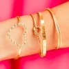 Outlet Dear-Lover Heart Knot Plated Multi Layer Open Cuff Bracelet Set Gold