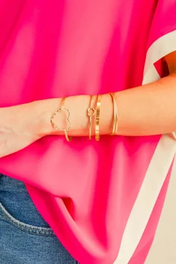 Outlet Dear-Lover Heart Knot Plated Multi Layer Open Cuff Bracelet Set Gold